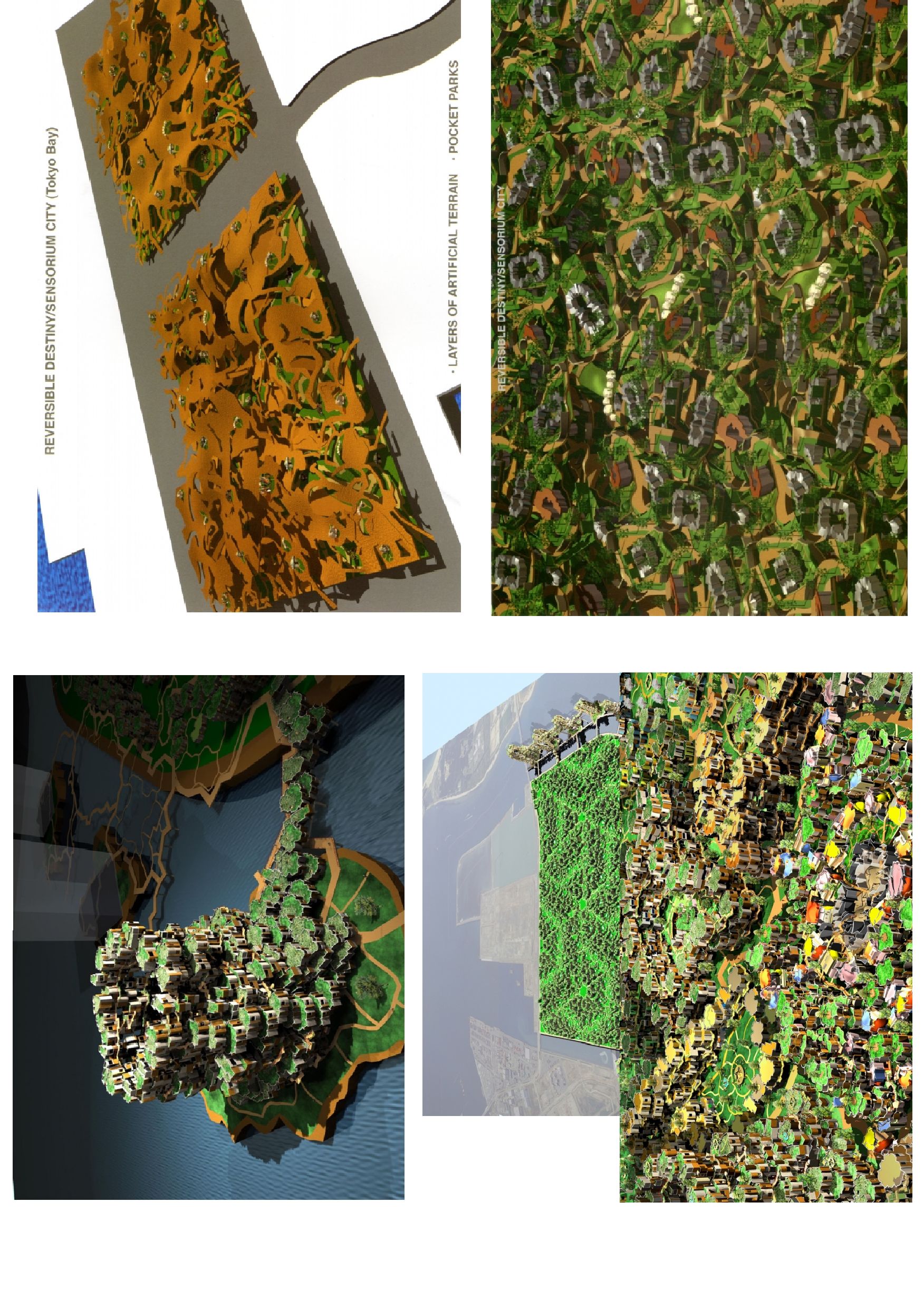 «Isle of Reversible Destiny. Fukuoka (2003)» + «Sensorium City. Tokyo Bay» (1993). Courtesy: https://tinyurl.com/2rswwz34