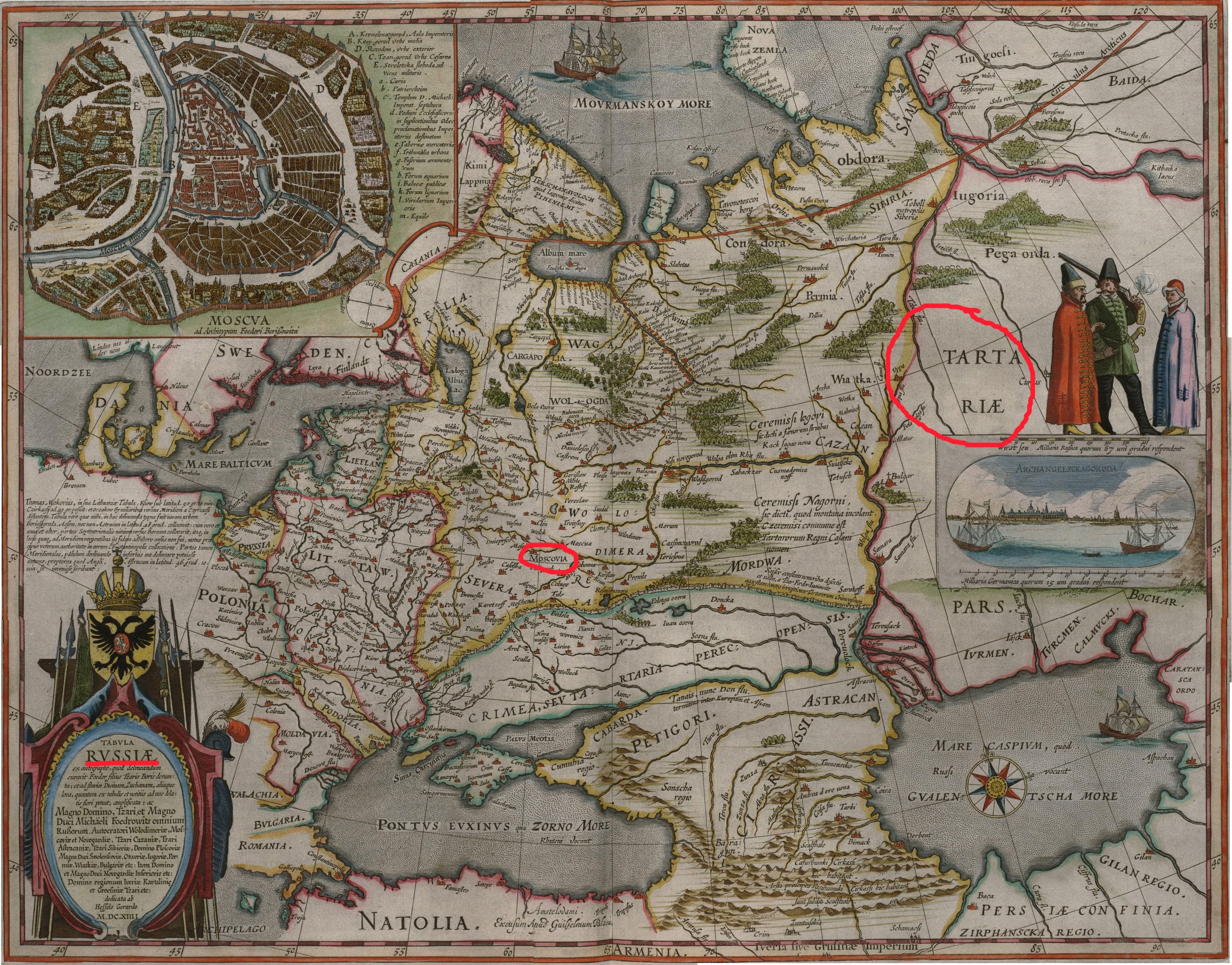 карта России Гесселя Герритса, Амстердам, 1614 г. (пометки е.к.)