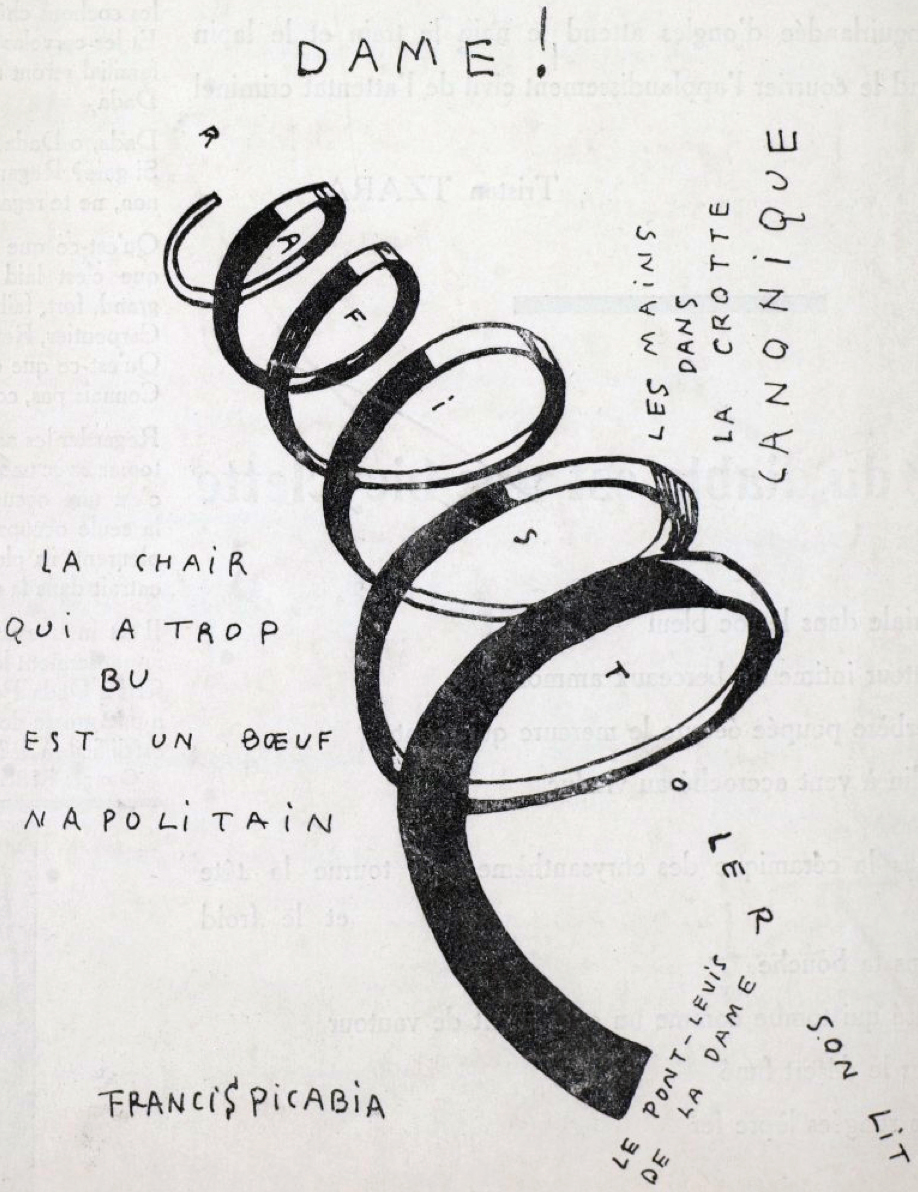 Франсис Пикабиа. "Dame!" Иллюстрация для обложки Dadaphone, n. 7, Париж, март 1920 г.