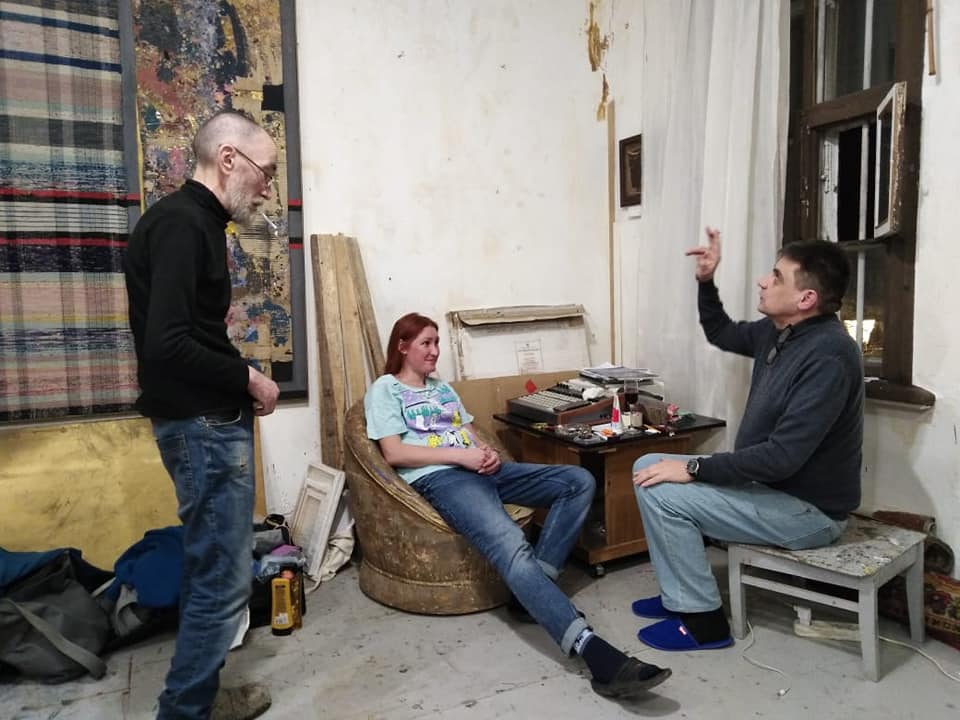 Фото (с) Олега Шикина. Справа нелево - Василь, Рената, Андрей гонит телегу о концепте. 2020