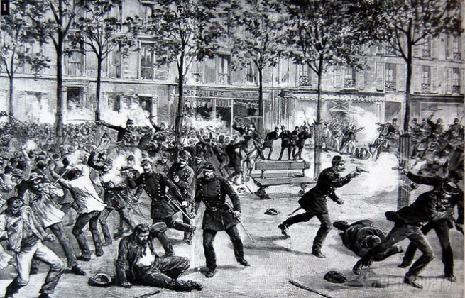 Разгон полицией рабочего митинга 4 мая 1886 г. на площади Хеймаркет