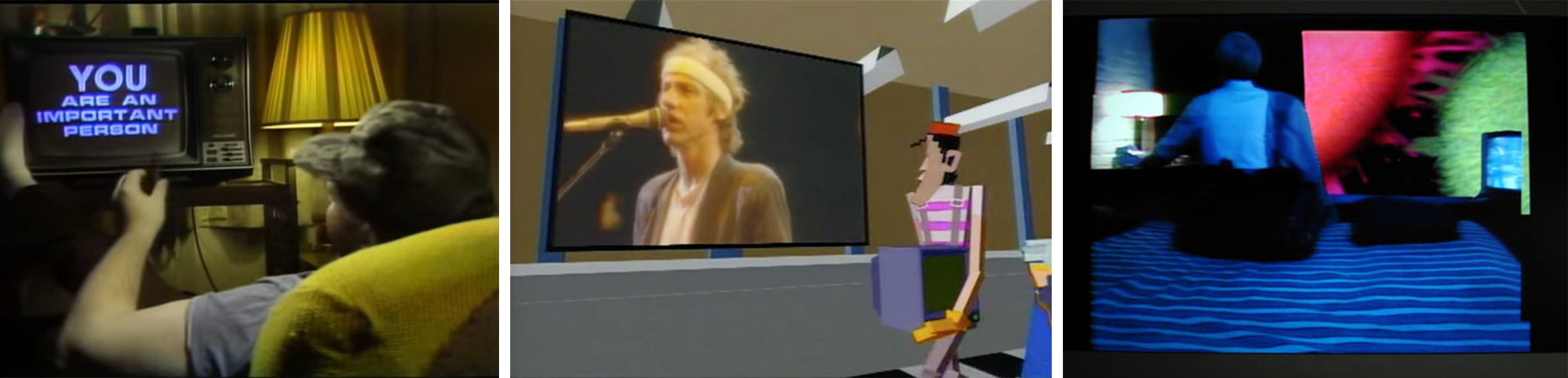 Слева: Will Powers, «Adventures Of Success»; в центре: Dire Straits, «Money For Nothing» (1985); справа: «Perfect Lives,