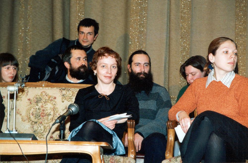 Участники альманаха "Время рожать" в ЦДЛ: Я.Вишневская, М.Павлов, О.Попов, Е.Мулярова, К.Воробьев (Баян Ширянов), С.Купря