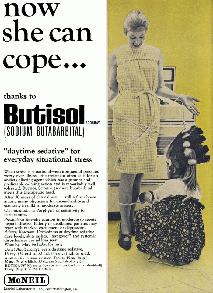 Реклама седативного препарата Butisol, 1969&nbsp;год, США