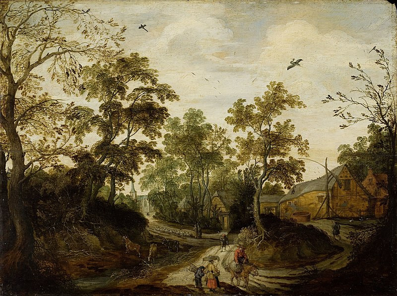 Бундель, Виллем ван ден Вид на&nbsp;деревню (1623).Дерево, масло. 39,3×52,2&nbsp;см.&nbsp;Рейксмузеум