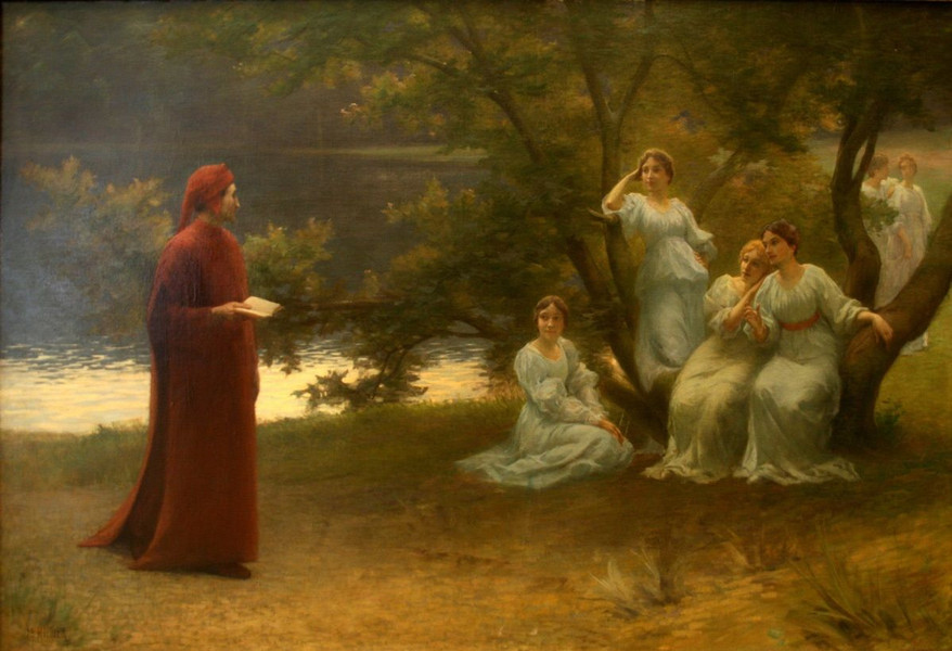Marcel Rieder, Dante e le amiche di Beatrice. Olio su tela, 1895.