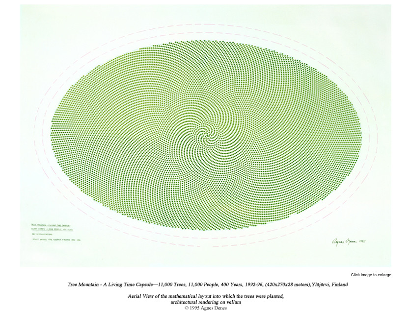 Эскиз проекта «Tree Mountain&nbsp;— a Living Time Capsule&nbsp;— 11,000 Trees, 11,000 People, 400 Years». Фото: © www.agnesdenesstudio.com