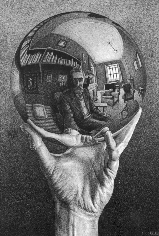 Мауриц Эшер, Рука с&nbsp;зеркальной сферой, 1935