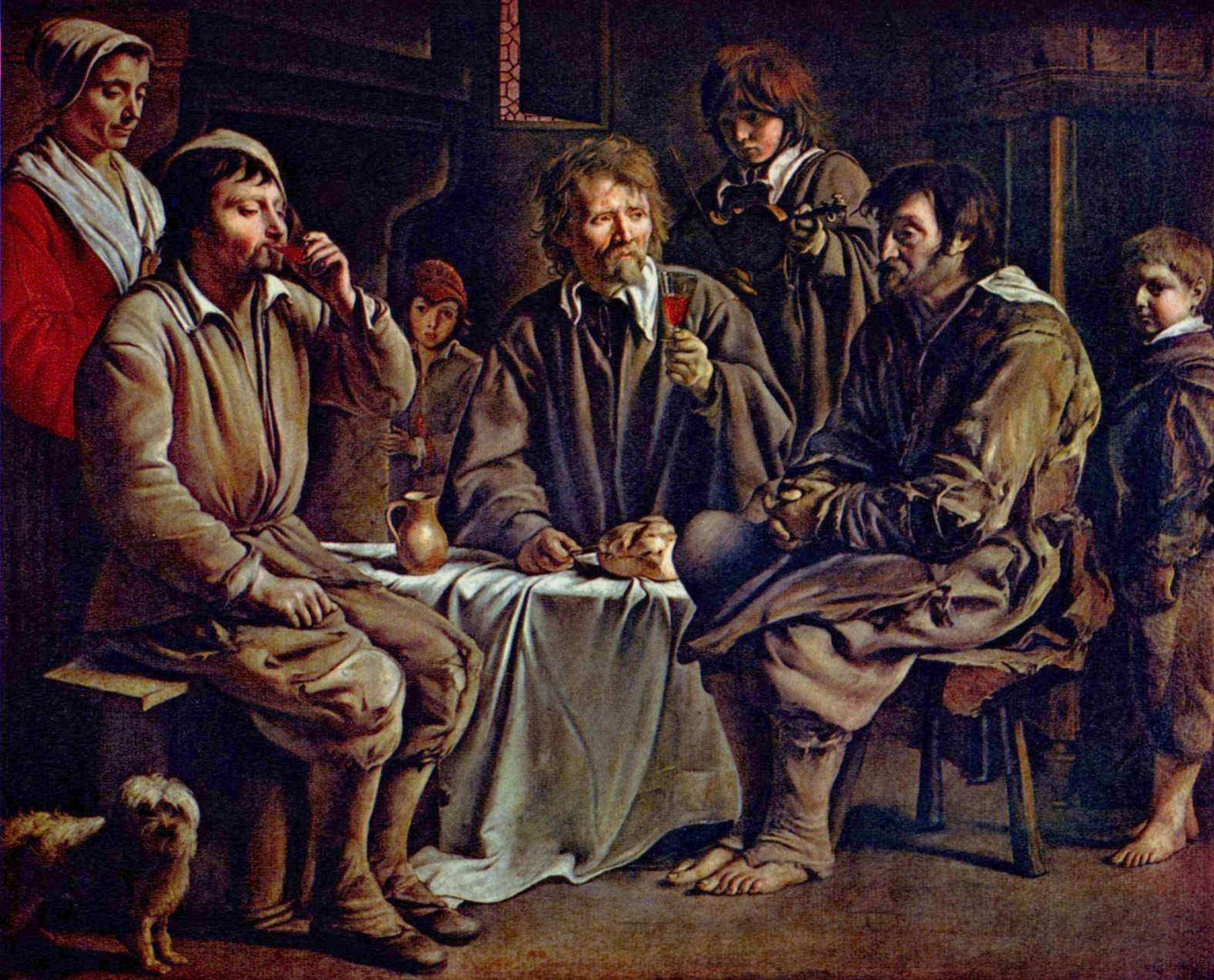 Ленен, Луи Трапеза крестьян (1642). Холст, масло. 97×122&nbsp;см.&nbsp;Лувр