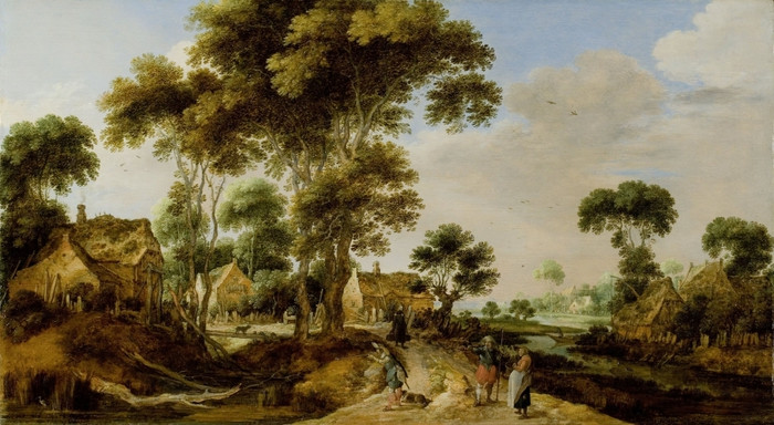 Хондекутер, Гиллис Клас де Проселочная дорога (1620-1625).Дерево, масло. 39,6×71,8&nbsp;см.&nbsp;Амстердам, Рейксмузеум