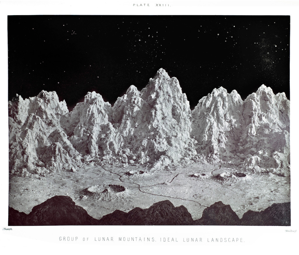 Изображение лунных вершин 1874&nbsp;года, из&nbsp;книги Нейсмита и&nbsp;Карпентера (Волбахская библиотека, Гарвард)
