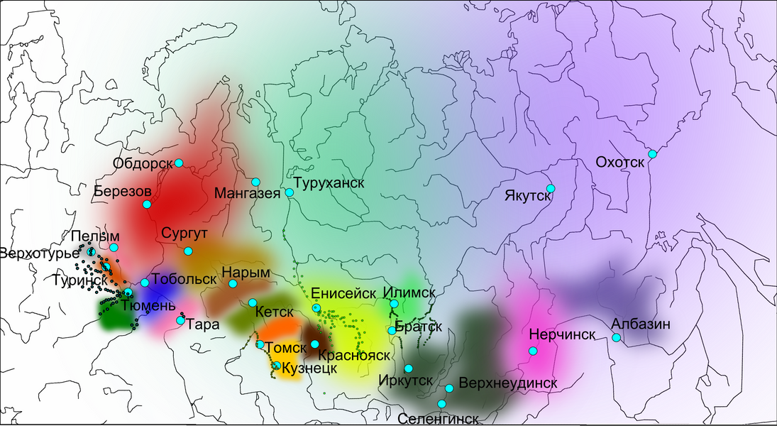 Карта плотности населения по&nbsp;уездам. Рисунок Ивана Соколовского