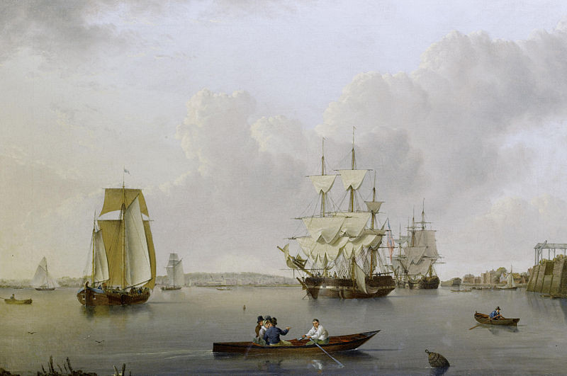 Английские торговые корабли, картина работы Уильяма Андерсона