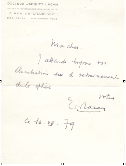 Рис.&nbsp;1. Пригласительное письмо Жака Лакана для Жан-Пьера Пёти
