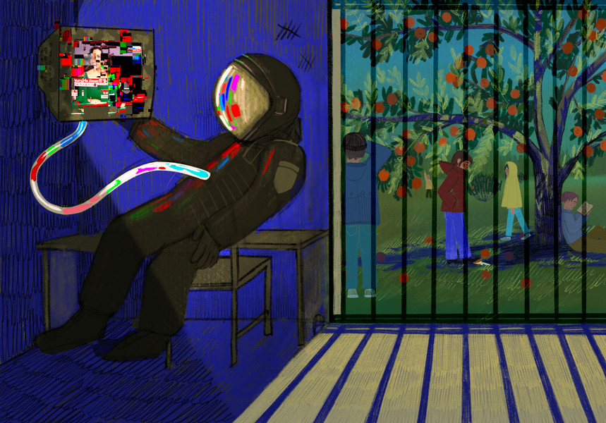 Иллюстрация: Маргарита Гиль, «космонавт и&nbsp;яблоки»