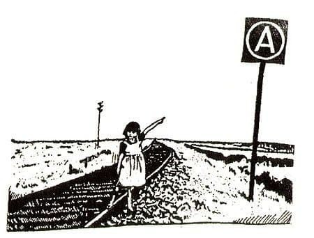 Картинка, показывающая стремление к&nbsp;идеалу анархии как&nbsp;следование по&nbsp;вечному рельсовому пути детей, символизирующих, по&nbsp;Ницше, творческое начало (толкование изображения авторское) 