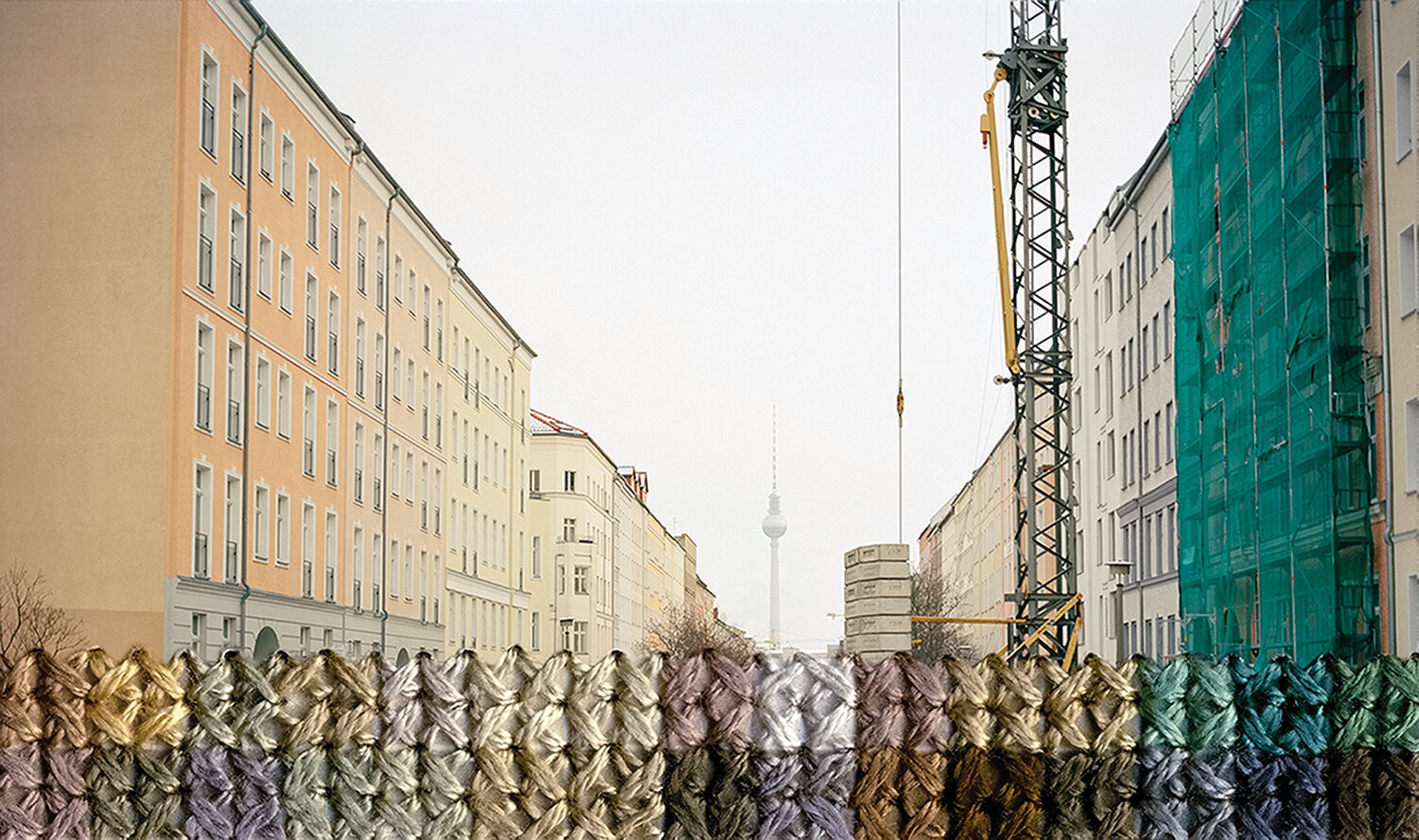 “Bernauer Strasse I”, Hand Sewn Archival Ink Jet Print, 2012 © Diane Meyer