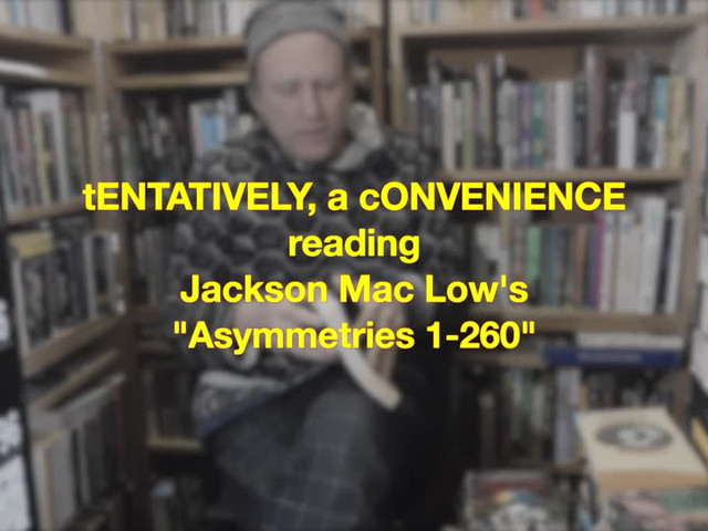 tENTATIVELY, a cONVENIENCE reading Jackson Mac Low's "Asymmetries 1-260"