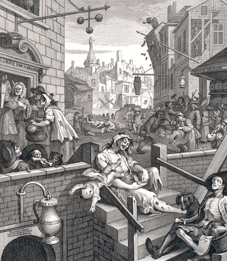Переулок джина (Gin Lane), Уильям Хогарт, 1751&nbsp;г.