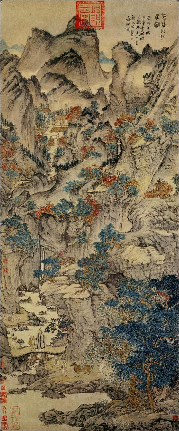 Wang_Meng._Ge_Zhichuan_Moving_his_Dwelling._ca._1360s_139×58cm_Palace_Museum_Beijing1