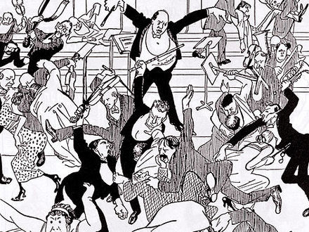 Карикатура на&nbsp;так называемый Skandalkonzert, на&nbsp;котором исполнялись произведения композиторов Второй Венской Школы и&nbsp;на&nbsp;котором дирижировал Шёнберг, опубликованная в&nbsp;газете Die Ziet через&nbsp;неделю после концерта.