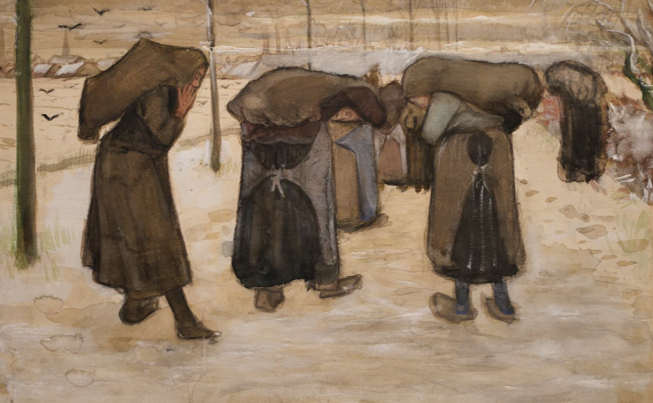 Винсент Ван Гог. «Женщины, несущие мешки с углём по снегу». 1882. Kröller-Müller Museum, Otterlo.