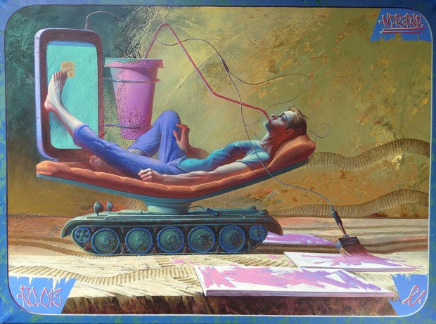 Егор Кошелев «Труд и&nbsp;отдых», картон, смешанная техника, 2013&nbsp;год