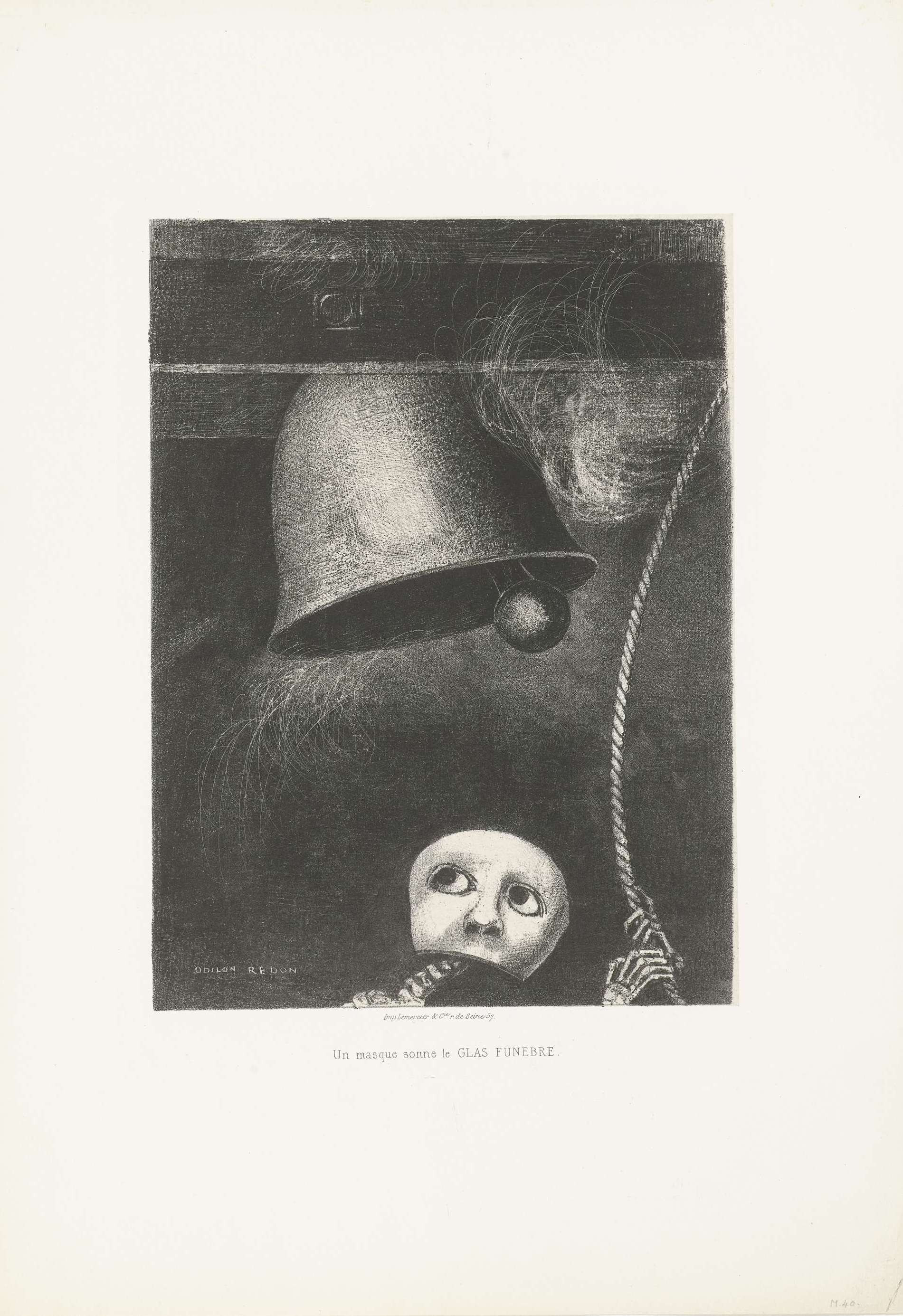 O. Redon A Mask Sounds the Funeral Knell, 1882