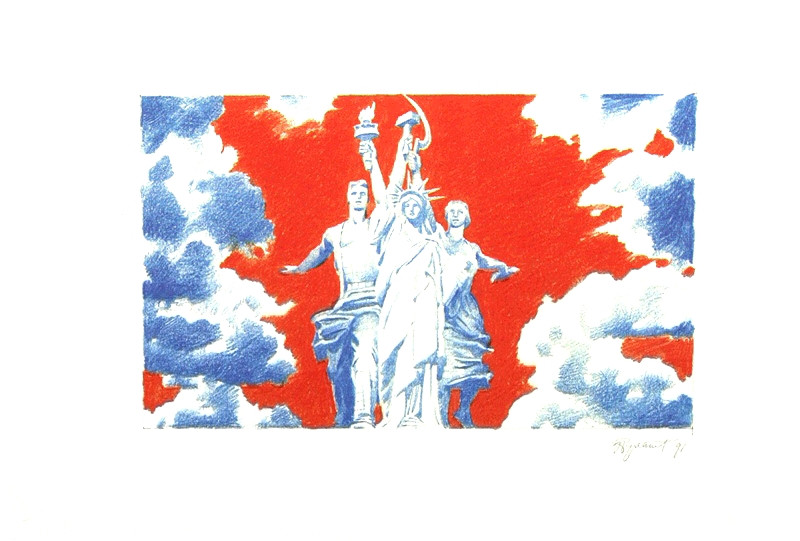 Эрик Булатов, «Happy End. Из&nbsp;серии «Война и&nbsp;мир (Битва монументов)», 1991