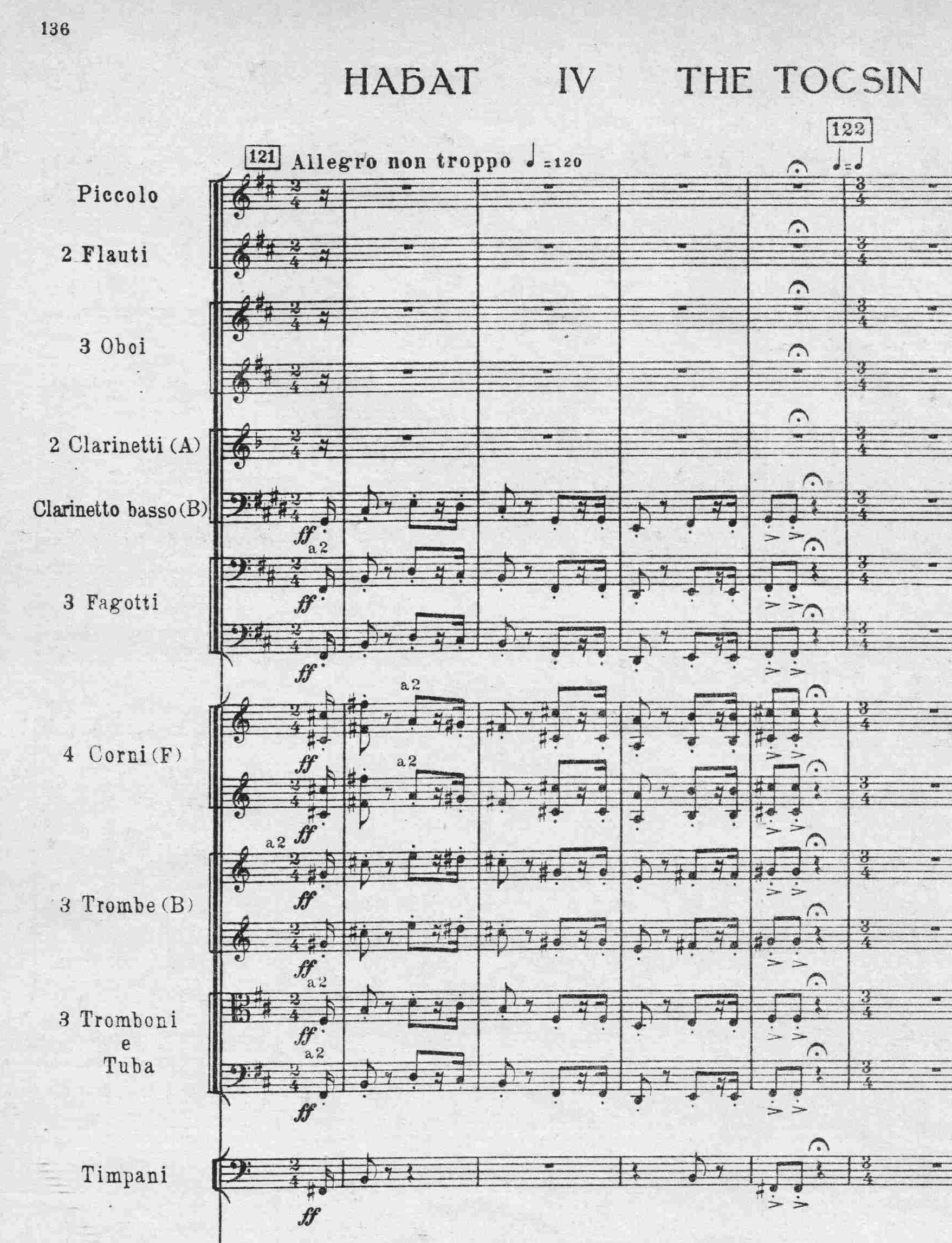 Beginning of the fourth movement in the score. The “Rage, Tyrants!” theme is played.