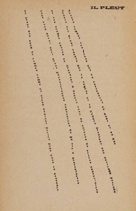 fig.1: calligramme «Il pleut» Guillaume Apollinaire, 1916