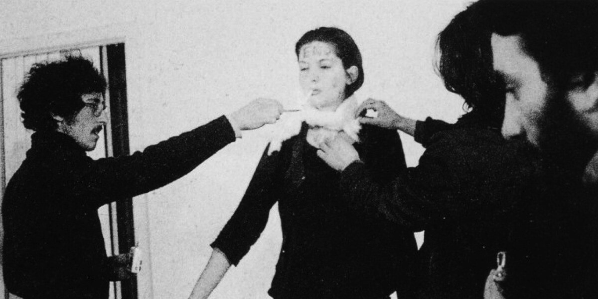 Rhythm 0 (1974) by Marina Abramović, images via Marina Abramović Institute