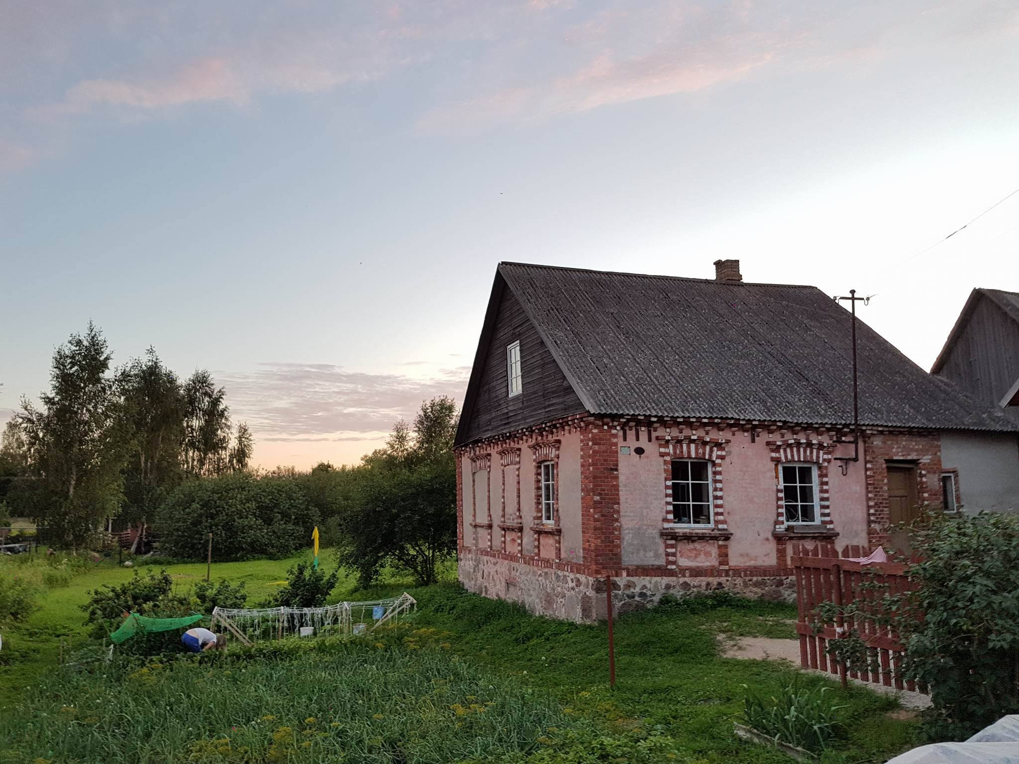 Типичный огород и&nbsp;дом. Видны грядки лука. Фото автора.