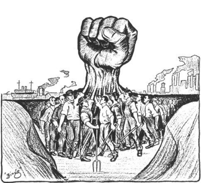 «Рука, которая будет управлять миром» — One Big Union [американский революционно-синдикалистский профсоюз], Solidarity, июнь 30, 1917.