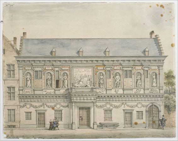 Фасад городской ратуши Антверпена. Акварель Юзефа Линнига, XIX век