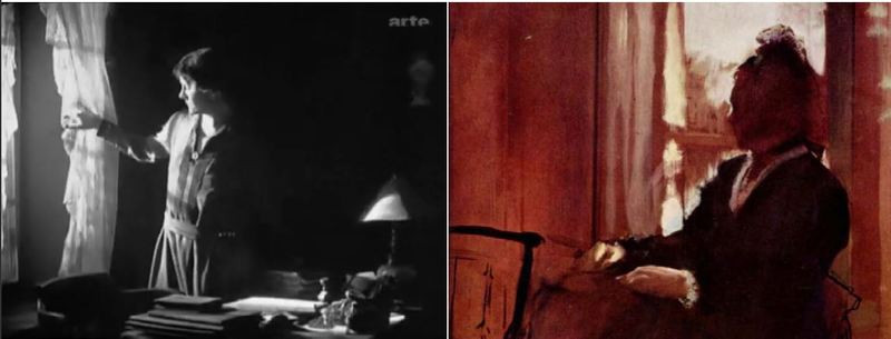 Фильм «Улыбающаяся мадам Беде», режиссер Жермен Дюлак, 1923&nbsp;год / «Женщина у&nbsp;окна»​​​​​​​, Эдгар Дега, 1875&nbsp;год
