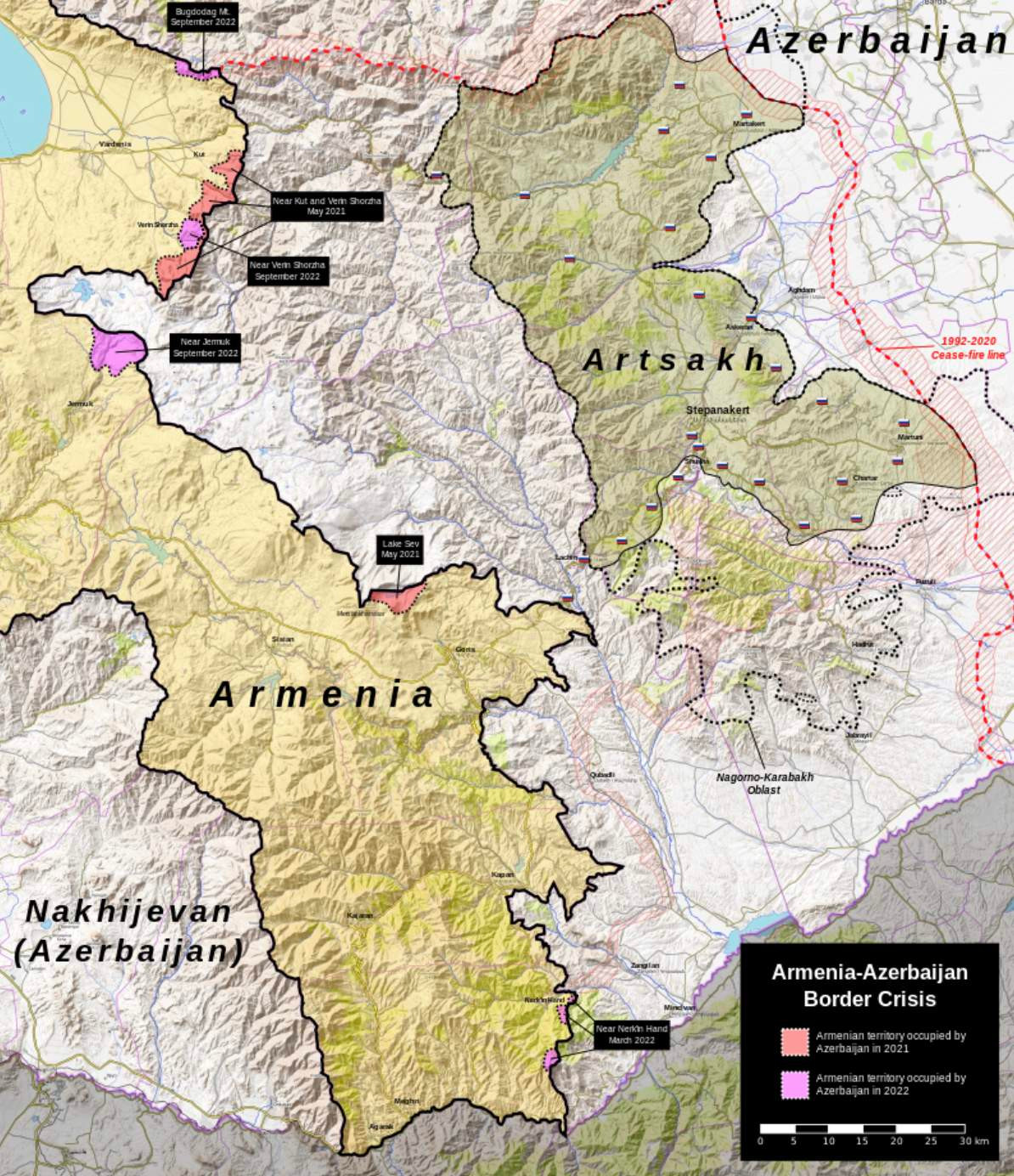 Карта: «Кризис на&nbsp;армяно-азербайджанской границе»
