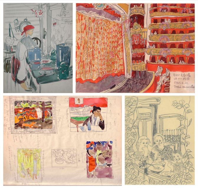 1. Graphic works by Akamatsu Toshiko, made by her in Moscow in 1937 and 1941. Images provided by: Maruki Gallery for the Hiroshima Panels.