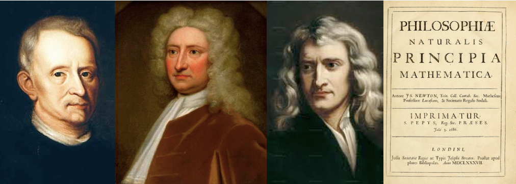Роберт Гук, Эдмунд Галлей, Исаак Ньютон и&nbsp;труд Ньютона Philosophiæ Naturalis Principia Mathematica.
