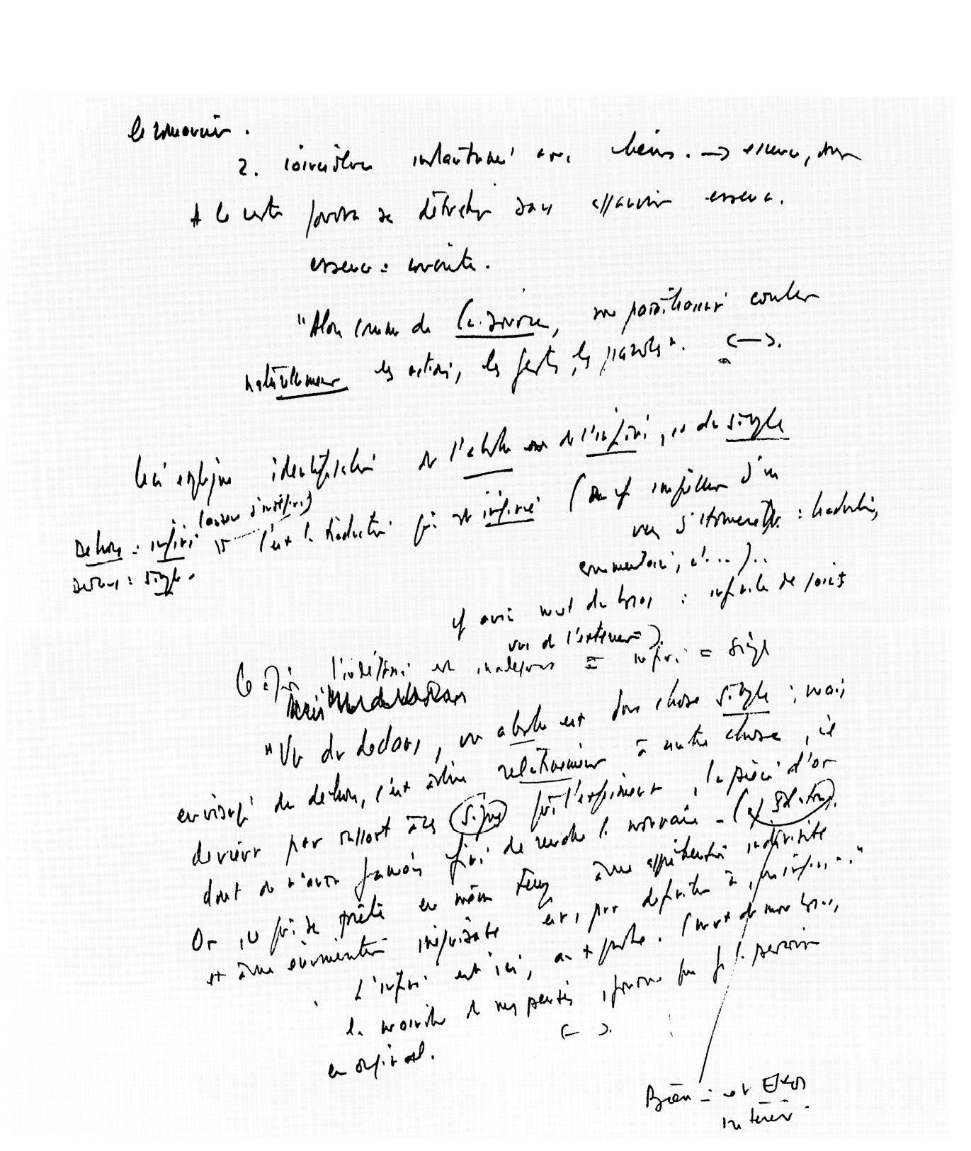 Заметки к курсу о «Введении в метафизику (Бергсон)», 1965