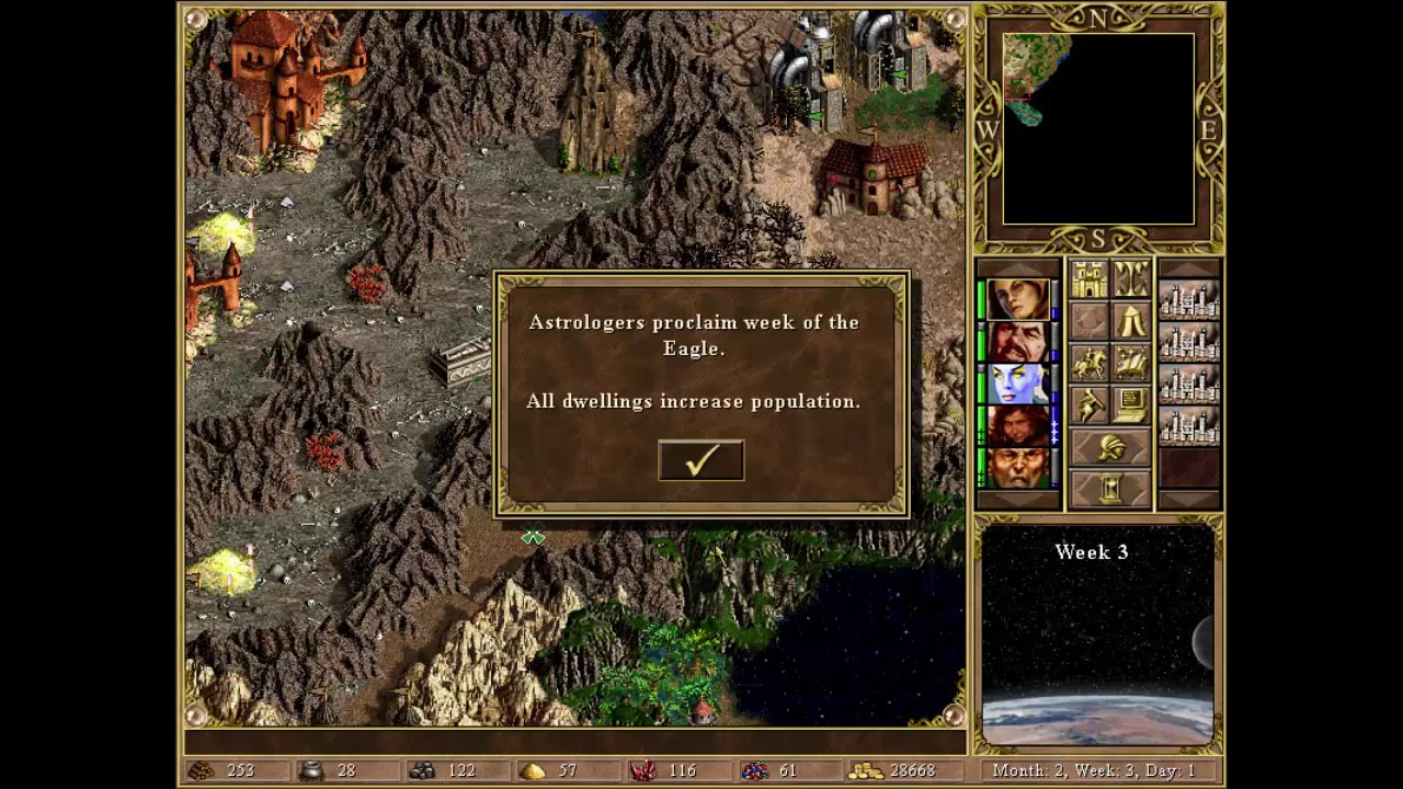 Скриншот Heroes of Might an Magic III: объявление о&nbsp;событии и&nbsp;его последствиях