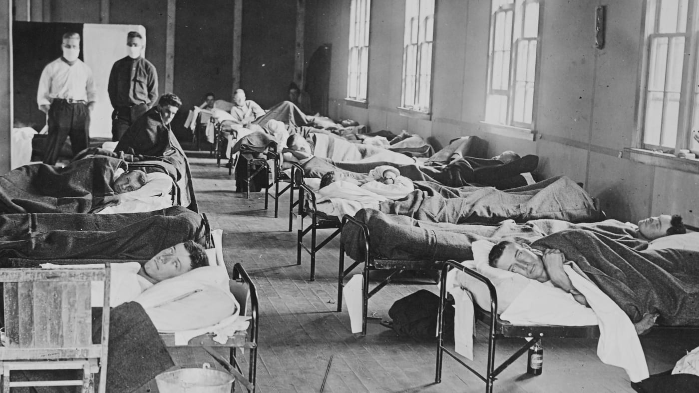 Больные испанкой в&nbsp;студенческом лагере в&nbsp;Колорадо, США, 1918&nbsp;год