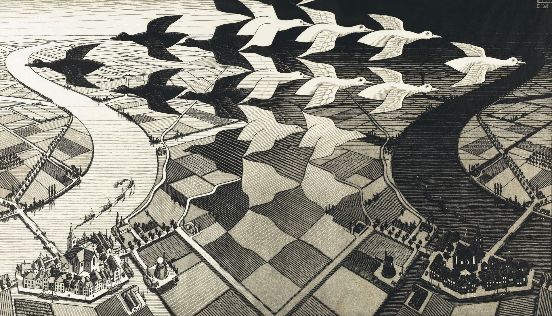 M. C. Escher. "Day and Night." 1938