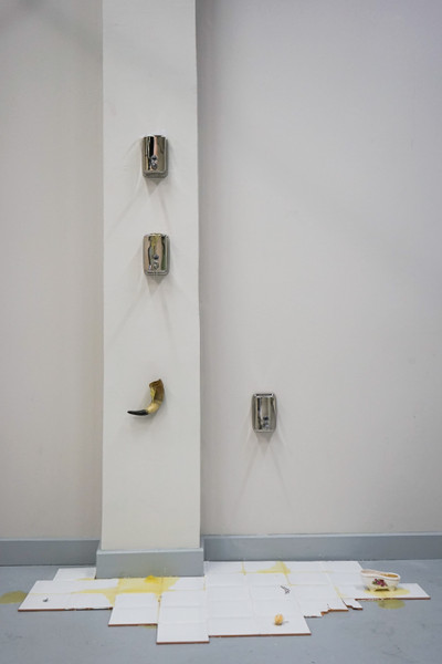 Rima Zamzam, Zen as Fuck (dispencers), installation, British Higher School of Art and Design, 2019