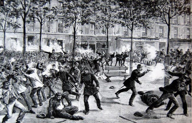 Разгон полицией рабочего митинга 4&nbsp;мая 1886&nbsp;г. на&nbsp;площади Хеймаркет