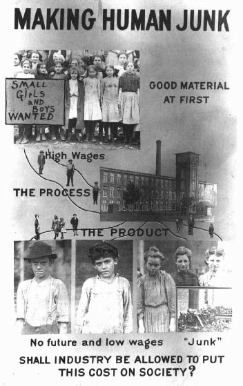 Льюис Хайн, «Создавая человеческий мусор». Один из&nbsp;плакатов, которые Хайн создал во&nbsp;время работы в&nbsp;Национальном комитете по&nbsp;детскому труду и&nbsp;опубликовал в&nbsp;своей брошюре «Высокая стоимость детского труда, 1915&nbsp;год».
