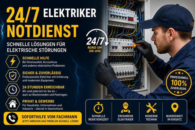 24/7 Elektriker Notdienst: Schnelle Lösungen für elektrische Störungen