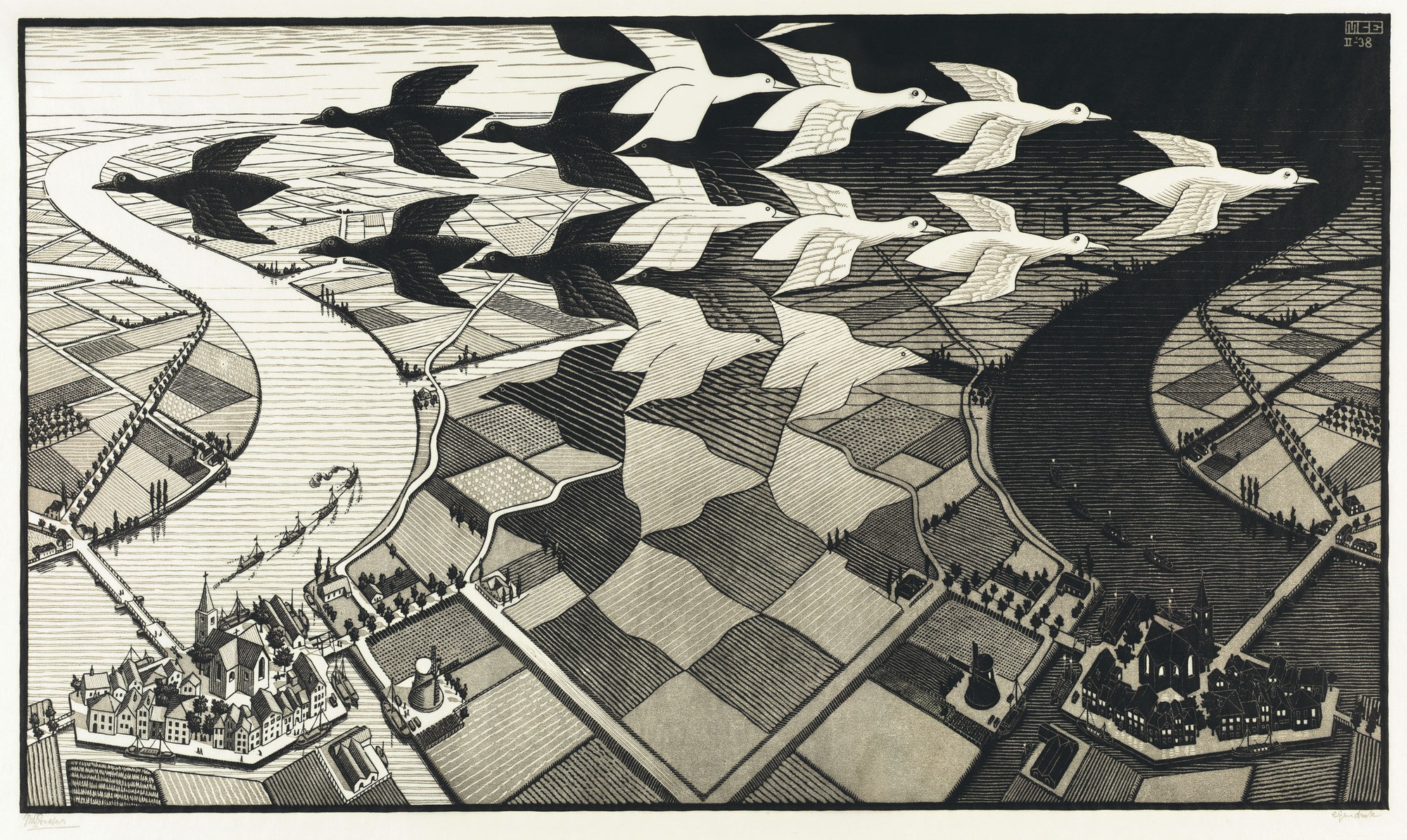 M. C. Escher. "Day and Night." 1938