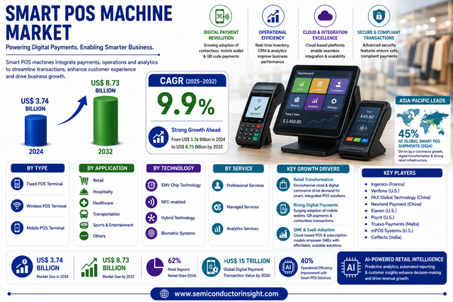 Smart POS Machine Market CAGR 9.9% by 2034