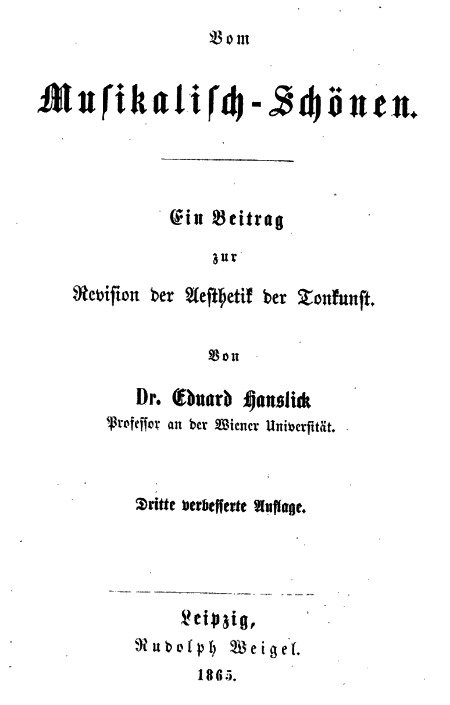 Титульный лист третьего издания «О&nbsp;музыкально-прекрасном», 1865&nbsp;г.